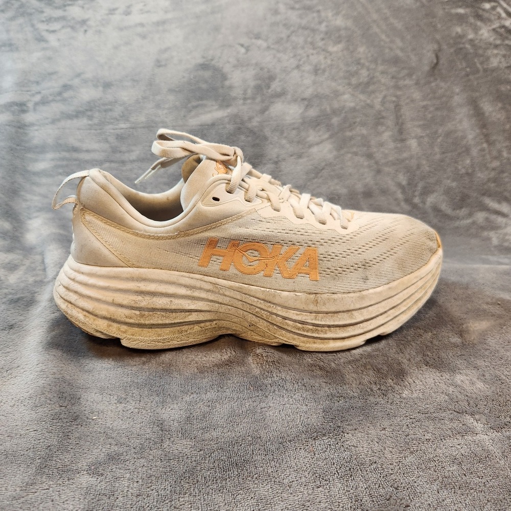 Hoka One One Shoes Womens 10.5 Gray Orange Bondi 8 Sneakers Athleisure